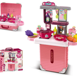 Children's Kitchen Playset - Portable Cooking Station - Pink