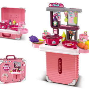008-301A Children's Kitchen Playset - Portable Cooking Station - Pink