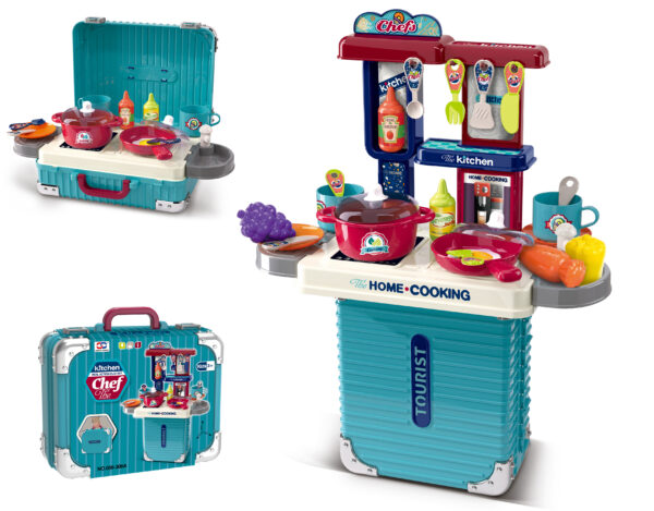 008-306A Children's Kitchen Playset - Portable Cooking Station - Green