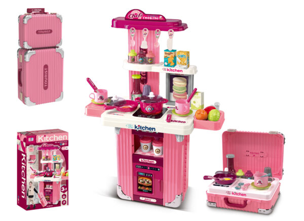 Children's Kitchen Playset - Portable Cooking Station - Pink