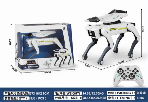 8006-edited AI Smart Bionic Companion Pet Electric Remote Control Robot Mechanical Dog with Water Bullet Launcher Turret, Children's Toy with Voice Command Interaction