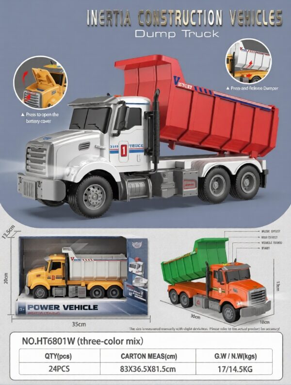 HT6801W-edited 1:16 Inertia dump truck - 4 key with light and music