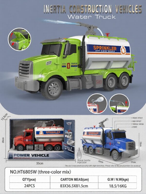 HT6805W-edited 1:16 Inertia water truck - 4 key with light and music
