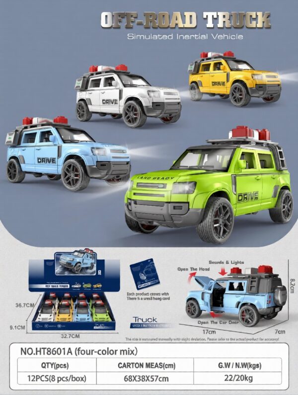HT8601A-edited 1:30 Inertia off road truck with sound and light(8/box)