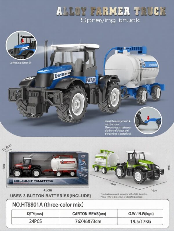 1:16 Inertia alloy Farmer Vehicle(sound & light) - Pesticide Sprayer Vehicle