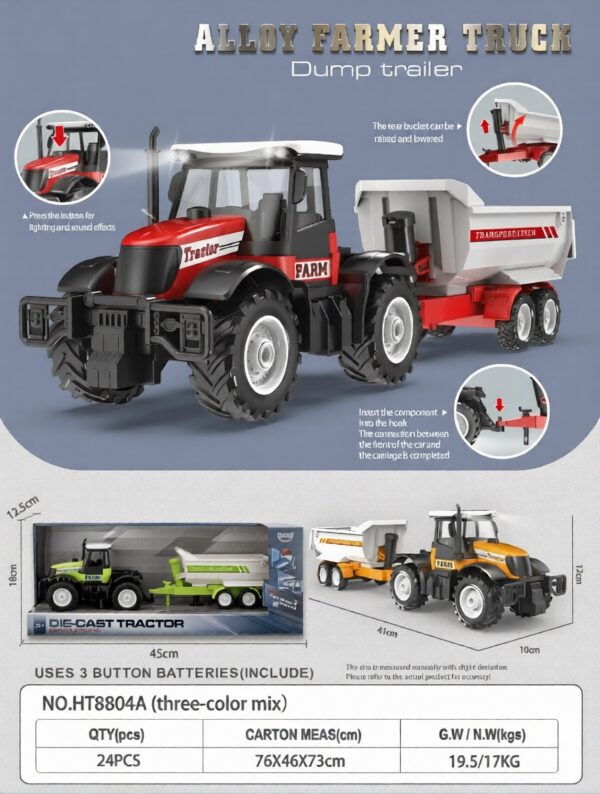 HT8804A-edited 1:16 Inertia alloy Farmer Vehicle with sound and light - Dump Trailer