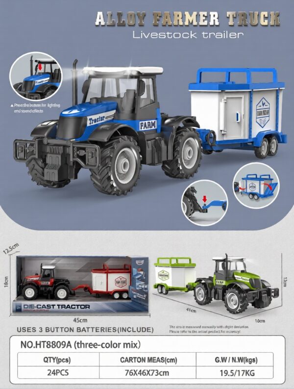 1:16 Inertia alloy Farmer Vehicle with sound and light - Livestock trailer