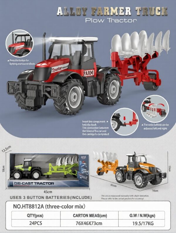 1:16 Inertia alloy Farmer Vehicle with sound and light - Plow tractor