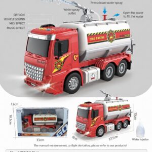 HT9810W-edited 1:16 Inertia fire truck with water spray - 4 key with light and music