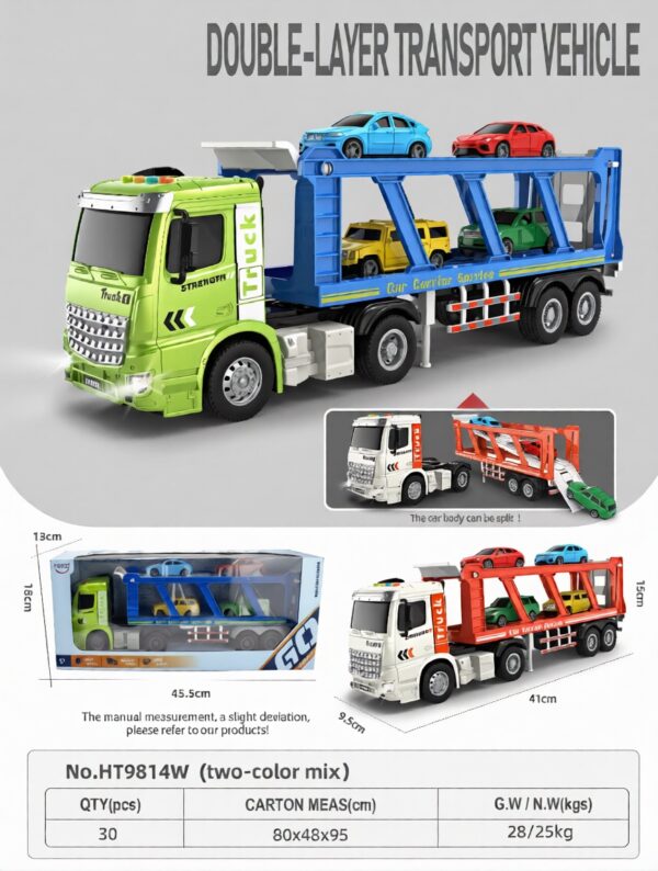 HT9814W-edited 1:16 Inertia double deck transporter - 4 key with light and music