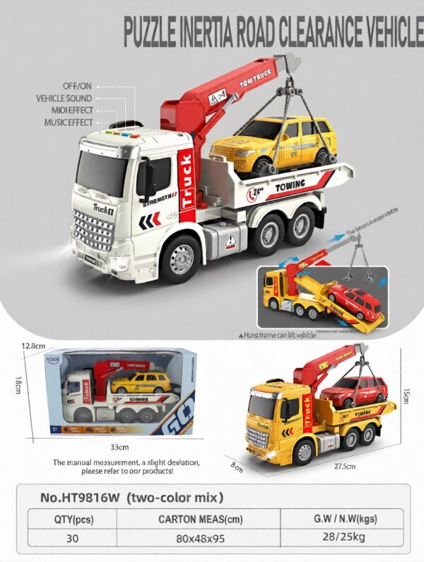 HT9816W-edited 1:16 Inertia tow truck - 4 key with light and music