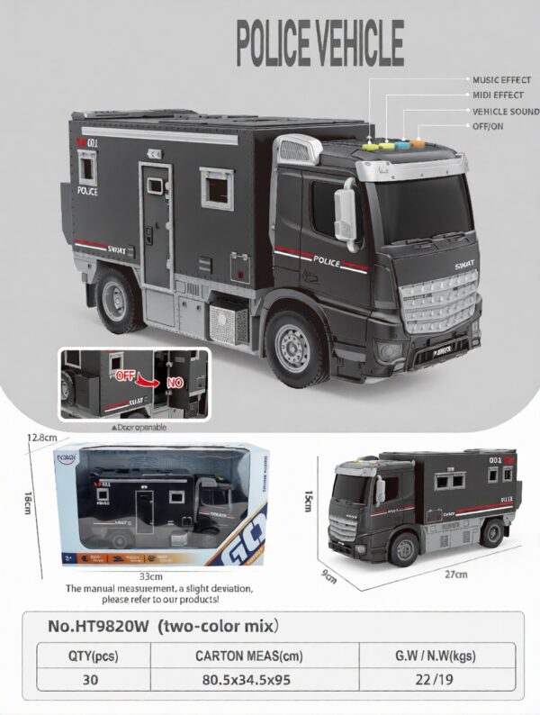 HT9820W-edited 1:16 Inertia SWAT vehicle - 4 key with light and music