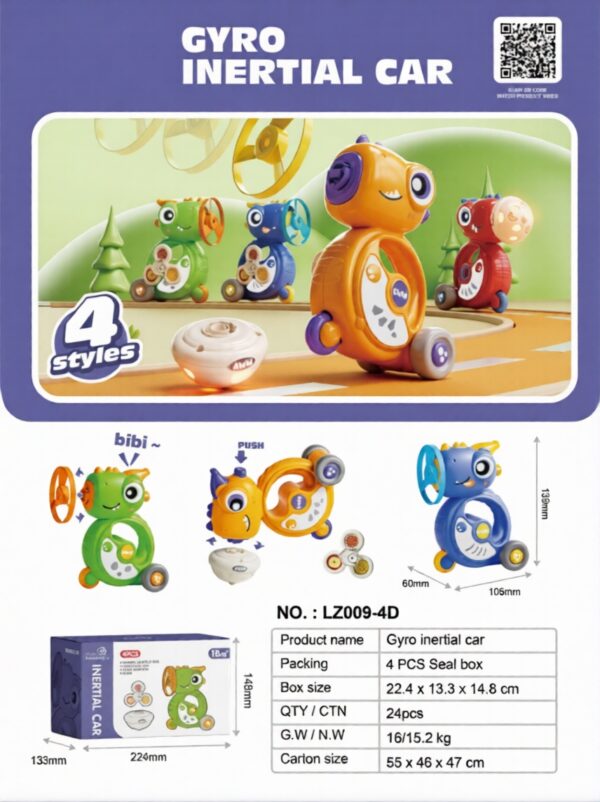 LZ009-4D-edited Inertia Dinosaur Spinning Top Frisbee Whistle Car