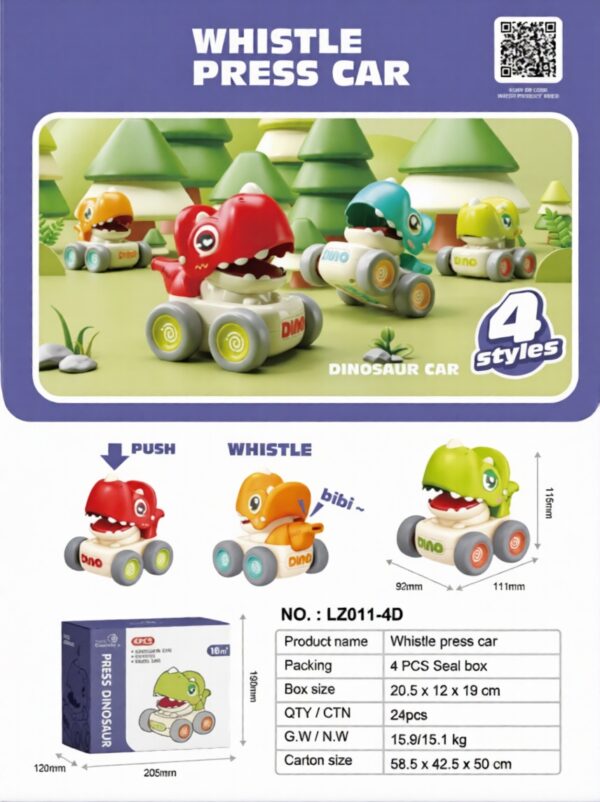 LZ011-4D-edited Press Whistle Dinosaur Car