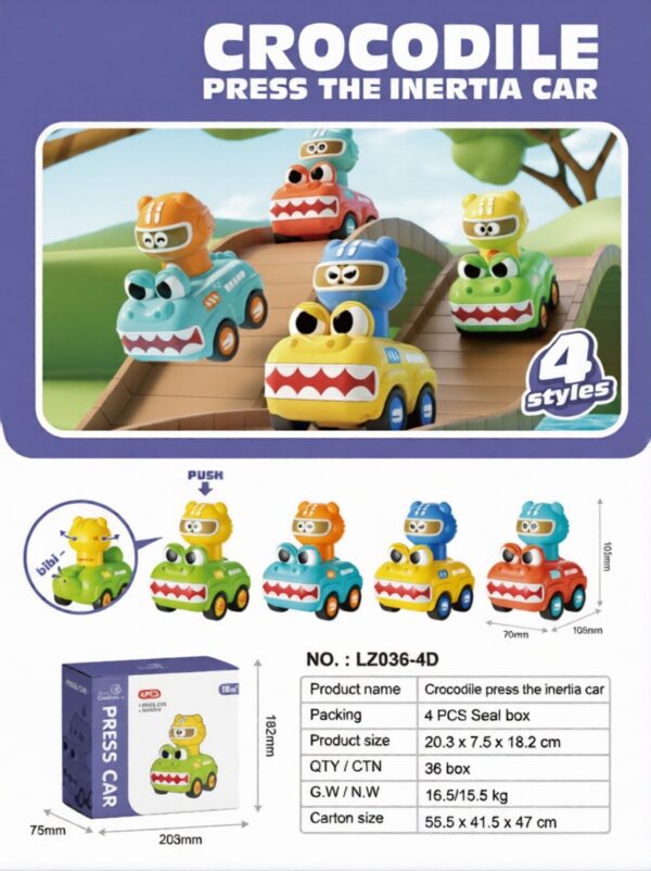 LZ036-4D-edited Press-and-Go Crocodile Car